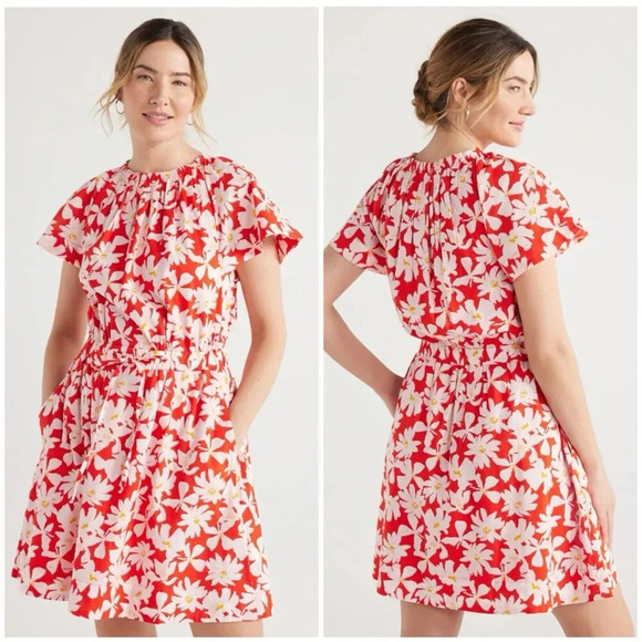 Free Assembly Fit And Flare Floral Print Mini‎ Dress Flutter Sleeve Size XXL - Picture 1 of 12
